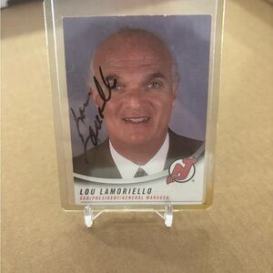 Autographed Lou Lamoriello Hockey Card